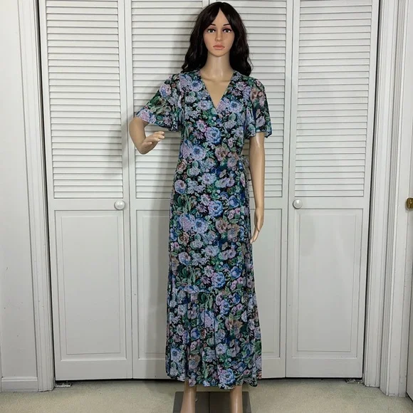 green emerald velvet dress Wrap Flounce Midi Dress main image 0
